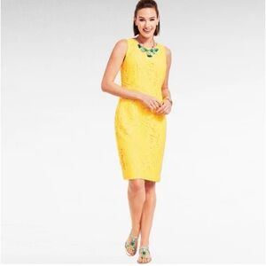 RSVP by Talbots Women’s Size 10 Monstera Eyelet Overlay Yellow Sleeveless Dress